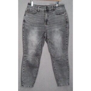 Judy Blue Jeans Womens 14W Gray Stone Wash High Rise Slim Fit Cotton Blend Denim